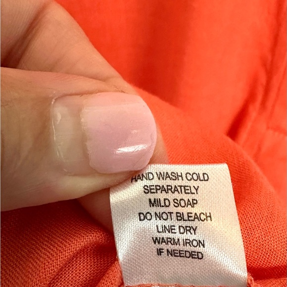 For Cynthia Vibrant Orange Linen Blend Sleeveless Hankerchief Hem Midi Dress-XL - Picture 7 of 11